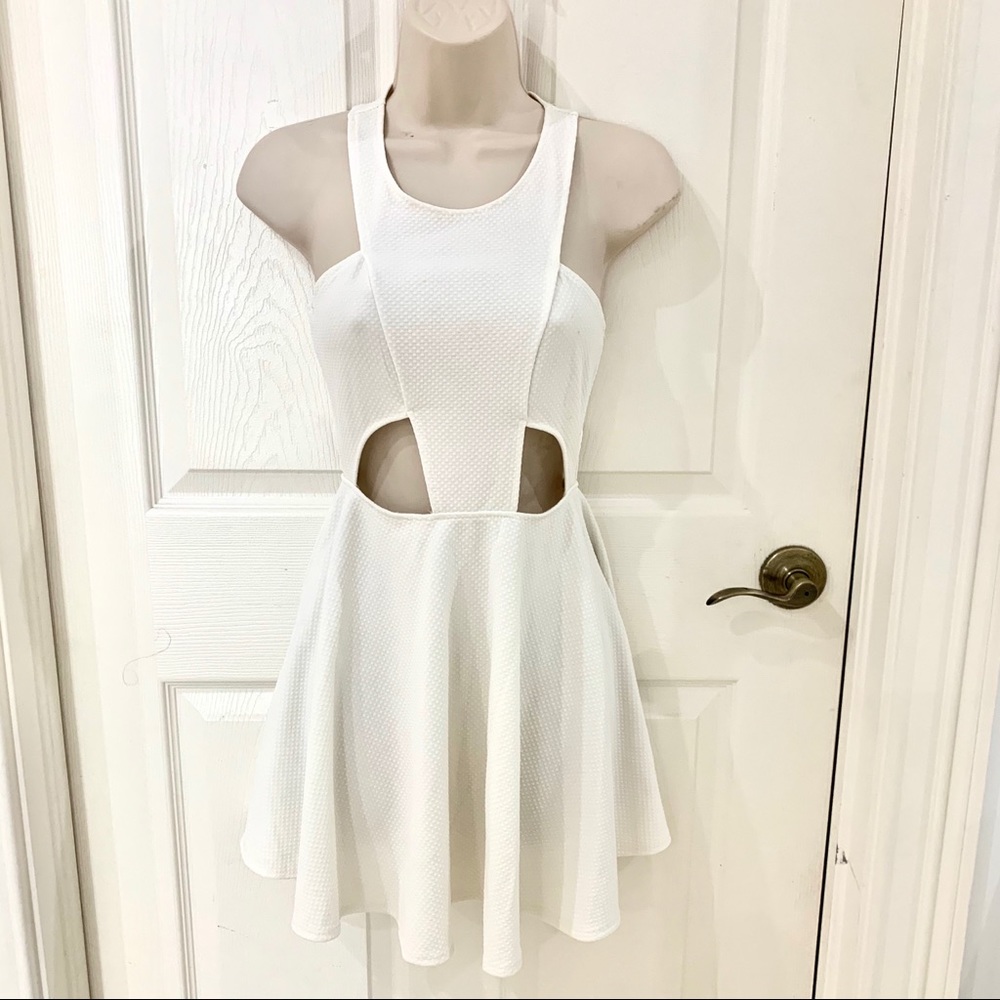 White cut out mini dress